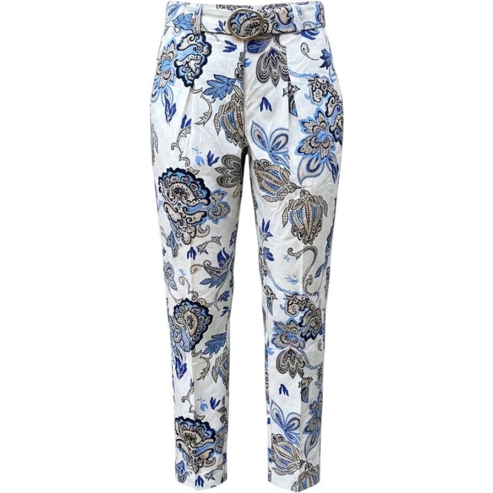 Karen Millen Floral Belted Slim Straight Ankle Trouser Pants Women's 8 Tailored